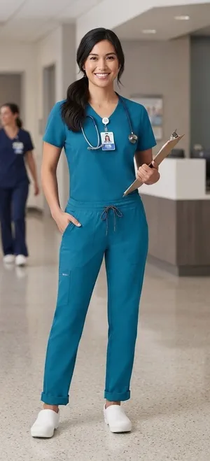 Greys Anatomy by Barco Women Active Spandex Stretch Scrub Pants Size L Teal Blue thumbnail 1