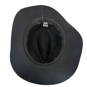 Black‎ Wool Rancher Fedora Wide Brim Western Boho Festival Minimalist Hat OSFA thumbnail 4