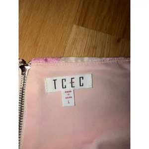 TCEC Women Pink Floral Jacquard Crop Top Square Neck Zip Back Size L thumbnail 2