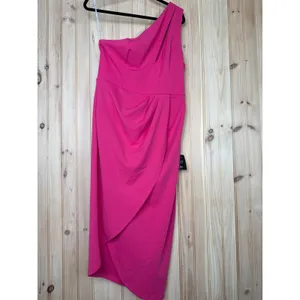 NWT Lulus So Flirty Hot Pink One-Shoulder Cutout Asymmetrical Dress Cocktail XL thumbnail 2