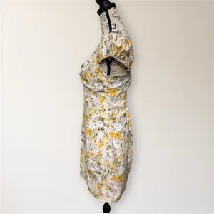 ASTR The‎ Label Yellow Floral Puff Sleeve Mini Dress S Homecoming Cottagecore thumbnail 8