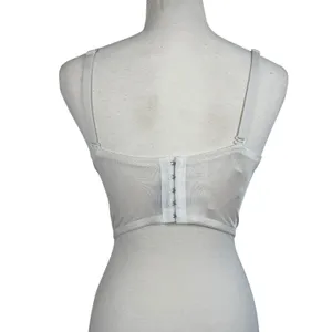 White Lace Bustier Crop Top Womens M Beaded Rhinestone Corset Cami Y2K Bridal thumbnail 5