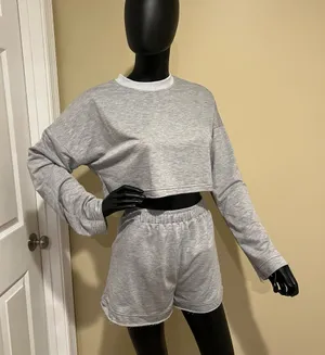 Set Crop Top Shorts High Waisted Pants Loose Pants Track Pants Tank Top Mock Ne thumbnail 1