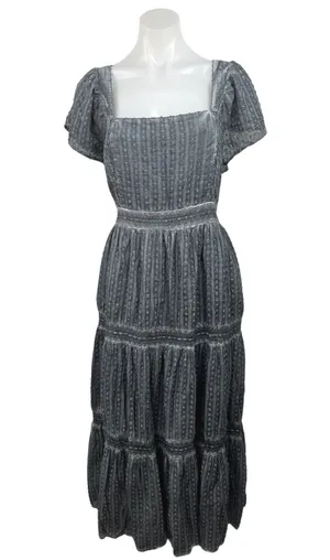 American Eagle Gray Square Neck Puff Sleeve A Line Tiered Midi Dress Size XXL thumbnail 1