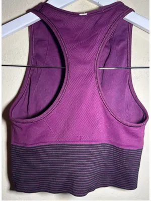 Women's Lululemon Sports Bra Size 4 Purple Black thumbnail 5