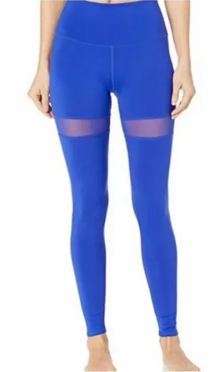 Alo Yoga Vintage Cobalt Blue Mesh Panel High Waist Leggings Size Medium thumbnail 1