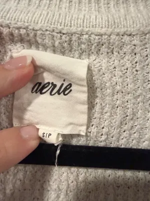 aerie Light Gray Waffle-Knit Pullover Sweater thumbnail 2