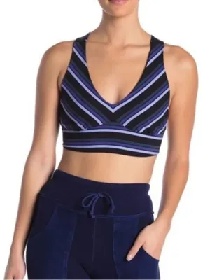 New Free People FP Movement Medium Blue Tonal Stripe Gidget Sports Bra NWT thumbnail 1