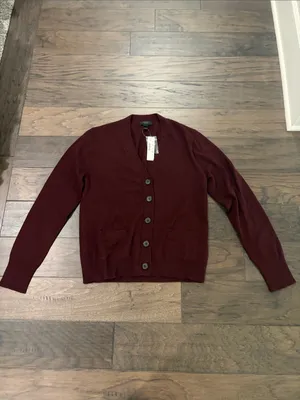 New with Tags JCrew Merino Wool Burgundy Cardigan Sz M thumbnail 4