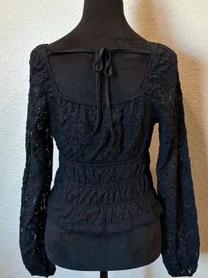 Black Lace Peplum Long thumbnail 7