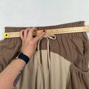 Boho Slouchy Sz L Harem Barrel Joggers Khaki Ribbed Colorblock Streetwear Fisoew thumbnail 8