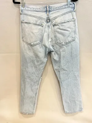 Agolde Riley High Rise‎ Crop Jeans 29 Distressed Light Wash Mom Y2K Straight Leg thumbnail 6