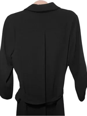 IZ‎ BYER Black Dress Large ~ Tie Waist Belt - Button Front Cap Sleeves thumbnail 2