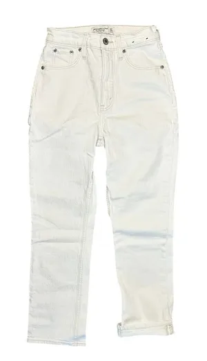 Abercrombie & Fitch Curve Love Ankle Straight Leg Ultra High Rise Jean White 00S thumbnail 1