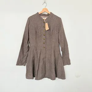 Rihoas Brown Button Pleated Mini Dress thumbnail 8