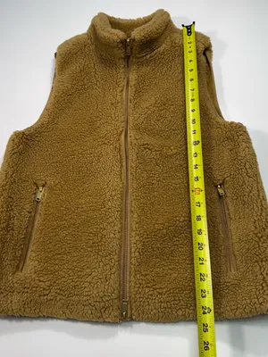 J. Crew Camel Teddy Fleece With Gold Zip Vest Size Medium thumbnail 3