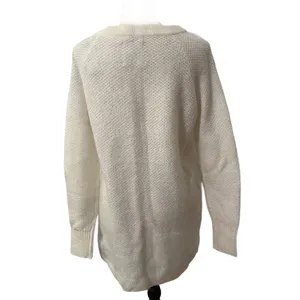 Abercrombie & Fitch Crewneck Knit Sweater | Zip Shoulder Cream NWT thumbnail 2