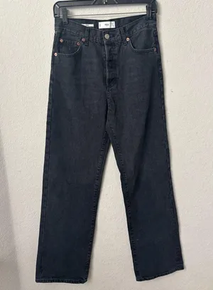 Mango Black/Gray straight Leg Jeans size 6 thumbnail 2