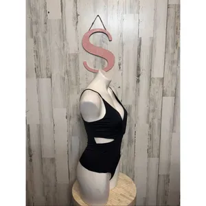 Express Black Twist Front Cutout One-Piece Swimsuit Bodysuit Size Small thumbnail 4