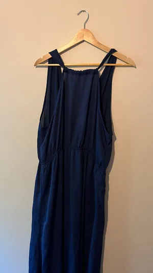 NWT Beachsissi Navy Blue Sleeveless V-Neck Elastic Waist Midi Dress Size XL thumbnail 4