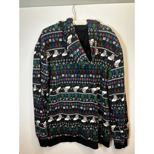 Old River Christmas Santa Fair Isle Sherpa Lined Zip Hoodie Jacket XXL Cozy Warm thumbnail 15