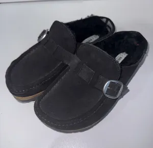 Birkenstock Buckley Shearling Suede Leather Tan Brown Slip On Clog Mule Sandal L thumbnail 1