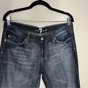 Seven For All Mankind Dojo Embellished‎ Green Rhinestone Square Design Jeans thumbnail 3