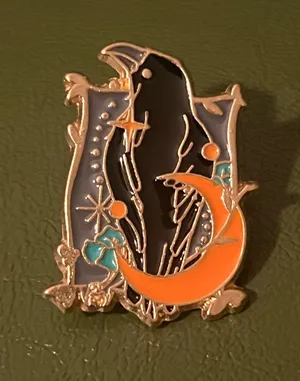 Black crow enamel pin thumbnail 1
