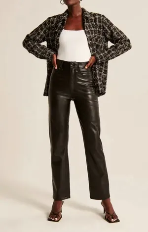 Vegan Abercrombie Leather Pants 90s Straight High-Rise thumbnail 1