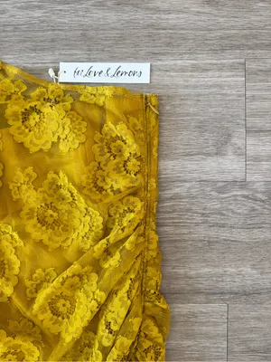 NWT For Love & Lemons Tiana Mini Dress in Mustard Yellow, Size XS thumbnail 4