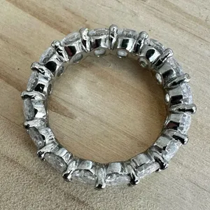 Oval CZ Eternity Band Ring Silver thumbnail 3