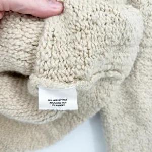 Eileen Fisher Womens Oatmeal Wool Camel Hair Boucle Cowl Neck Sweater‎ Size PL thumbnail 4