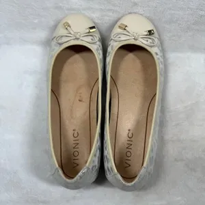 Vionic Minna Ballet Flats Metallic Leopard Print Cream Silver Orthotic Size 7.5 thumbnail 6