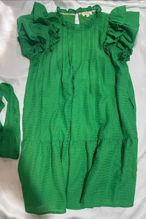Umgee Green Ruffle Sleeve Tiered Dress thumbnail 1