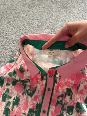 Entro Women’s Pink & Green Splatter Dream Dress Printed Button‑Front Dress thumbnail 9