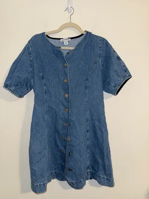 ALIGNE Aurelia Waisted Denim Mini Dress Anthropologie blue button size 12 thumbnail 2