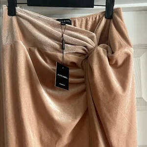 NWT JLUXLABEL Draped Twist Front Maxi Skirt in Blush thumbnail 3