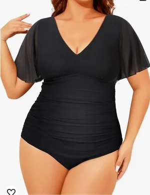 Yonique Plus Size Swimsuits for Women One Piece Tummy Control Bathing Suits Ruffle Swimwear thumbnail 3