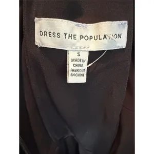 Dress the Population Alessia Tie Waist Crepe Midi Dress Black Small thumbnail 6