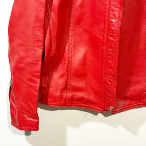 Vintage The‎ Old Mill Glen Laine By Baiton Red Motorcycle Leather Jacket Size XS thumbnail 2
