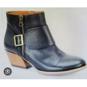 Korkease Morosita block heel full grain leather black booties size 6 thumbnail 2