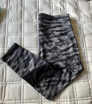 Gray Camo Active Leggings - Stretchy Bottoms thumbnail 1