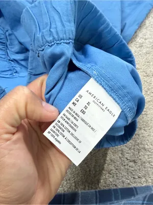 American Eagle Women’s Super Wide Leg Crop Pants Pull On in Blue XL thumbnail 8