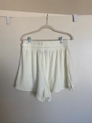 ASOS Cream Drawstring Lounge Shorts | Terry Cloth Shorts thumbnail 6