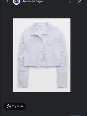 NWOT Offline by Aerie Cropped Button Down Long-Sleeve Shirt in White thumbnail 2