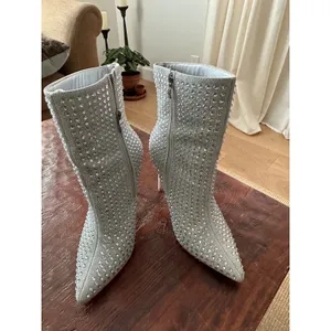 ELDITAS Silver Rhinestone Glam Ankle Boots - Size 8M -‎ Sparkle Stilettos thumbnail 3