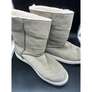 UGG Sneaker Boots Womens 9 Tan Suede Shearling Mid Calf 1094811 Whipstitch thumbnail 2