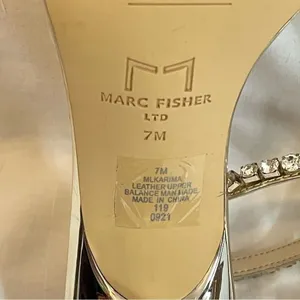 MARC FISHER Karima Leather Gold‎ Heeled Sandal w/ Crystal Trim thumbnail 8