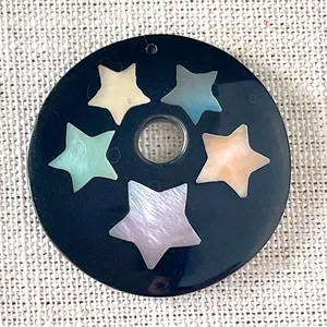 Black Star Pendant with Multicolor Inlays new age witchy 00s y2k necklace gift thumbnail 1