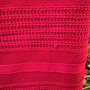 Unisex Red Cotton Knit Infinity Scarf, Tunnel Neck thumbnail 6